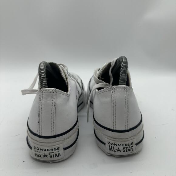 Womens Size 9 Converse Chuck Taylor All Star White Leather Platform Sneakers - Picture 6 of 8